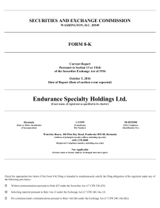 ENDURANCE SPECIALTY HOLDINGS LTD (Form: 8