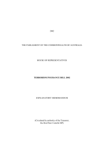 terrorism insurance bill 2002 - Federal Register of Legislation