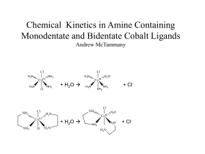 Chemical Kinetics in Monodentate and Bidentate Cobalt Compounds