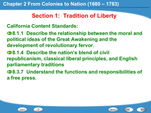 Chapter 2 From Colonies to Nation (1680 – 1783)