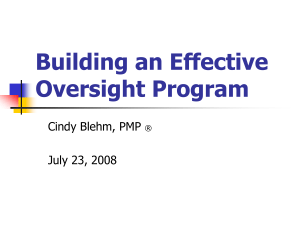 Project Oversight Program - PMI-SVC