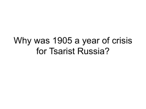 Why was 1905 a year of crisis for Tsarist Russia?