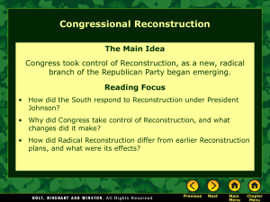 Lesson 12-2: Congressional Reconstruction