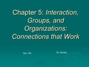 Chapter 5: Interaction, Groups, and Organizations: Connections that