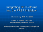 Integration of BID Reforms into PRSP in Malawi