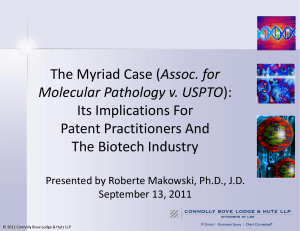 The Myriad case (Association for Molecular Pathology v