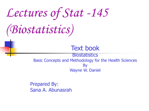 Introduction to Biostatistics Some Basic Concepts