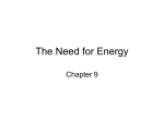 Chapter 9 the need for energy