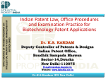 Indian Patent Law, Office Procedures and Examination
