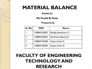 MATERIAL BALANCE CALCULATIONS