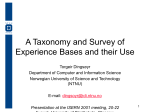 A Taxonomy and Survey of Experience Bases, and their use