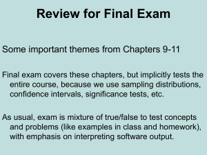 Review of Chapters 9-11 - UF-Stat