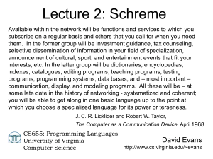 Lecture 2 - cs.Virginia - University of Virginia