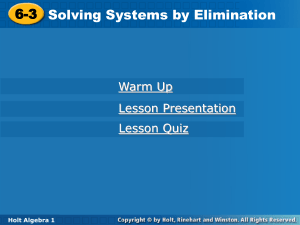 8.06 - Solving Systems by Elimination PowerPoint
