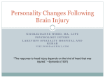 Personality Changes Following Brain Injury: Outline