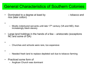 General Characteristics of Southern Colonies