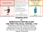 FEDERALISTS vs. REPUBLICANS THE FIRST POLITICAL PARTIES