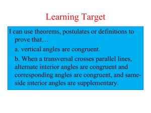 Geometry Vertical Angles and Transversal powerpoint