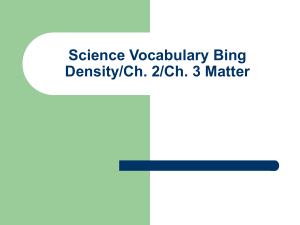 Science Vocabulary Bingo Density/Ch. 2 Matter