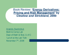 Book Review: `Energy Derivatives: Pricing and Risk Management` by