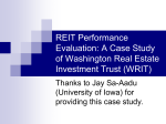 REIT Performance Evaluation: A Case Study of Washington Real