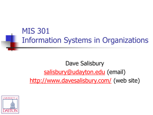MIS 301- Database - University of Dayton