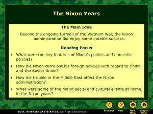 Nixon`s Foreign Policies with China and the Soviet Union