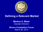 Defining a Relevant Market - African Competition Forum