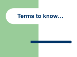 Terms to know…