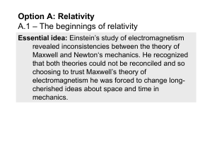 Option A.1 - The beginnings of relativity