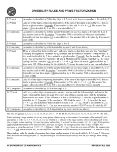 DIVISIBILITY RULES AND PRIME FACTORIZATION