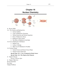 Chapter 16 Nuclear Chemistry - An Introduction to Chemistry