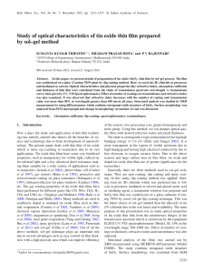 Study of optical characteristics of tin oxide thin film prepared by sol