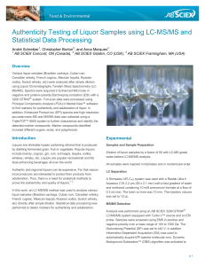 Authenticity testing of liquor samples using LC-MS/MS