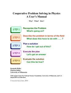 Cooperative Problem Solving in Physics A User`s Manual