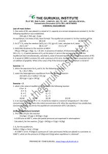 Chemical Equilibrium - The Gurukul Institute