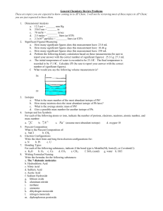 AP Chem Summer Assign Gen Chem Rev Problems