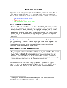 Micro-Level Coherence