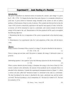 Experiment 6 ~ Joule Heating of a Resistor