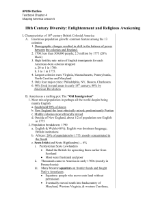 18th Century Diversity: Enlightenment and Religious Awakening