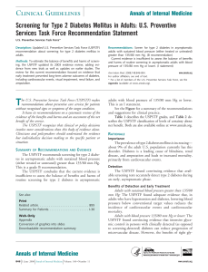 Screening for Type 2 Diabetes Mellitus in Adults: U.S. Preventive