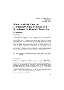 How to Study the History of Journalism? Critical Reflection on the