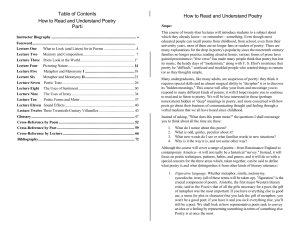 Table of Contents How to Read and Understand Poetry Parti How to