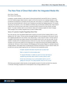 The New Role of Direct Mail within the Integrated Media Mix