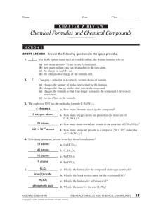 Chemical Formulas and Chemical Compounds