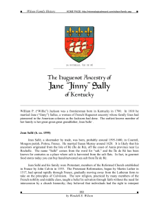 The Huguenot Ancestry of Jane “Jinny” Sally