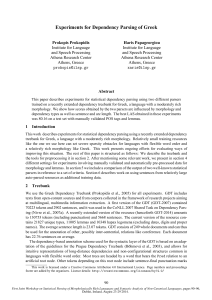Experiments for Dependency Parsing of Greek
