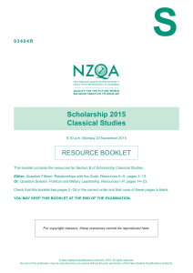 Scholarship Classical Studies (93404) 2015