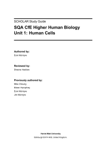 SQA CfE Higher Human Biology Unit 1: Human Cells
