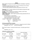 Algebra Expression: part of a number sentence that has numbers